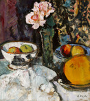 Still Life with Pink Roses and Fruit