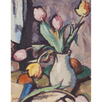 Still Life of Tulips in a Vase (Portrait of a Lady verso)